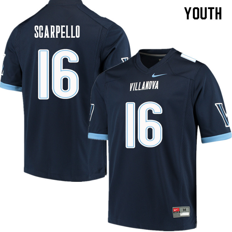 Youth #16 JJ Scarpello Villanova Wildcats College Football Jerseys Sale-Navy